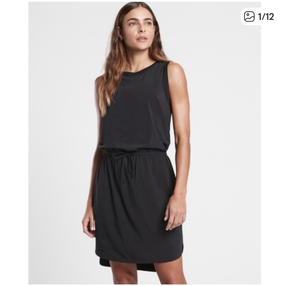 Athleta Rincon Sleeveless Drawstring Waist Athleisure Dress Black Size‎ Small